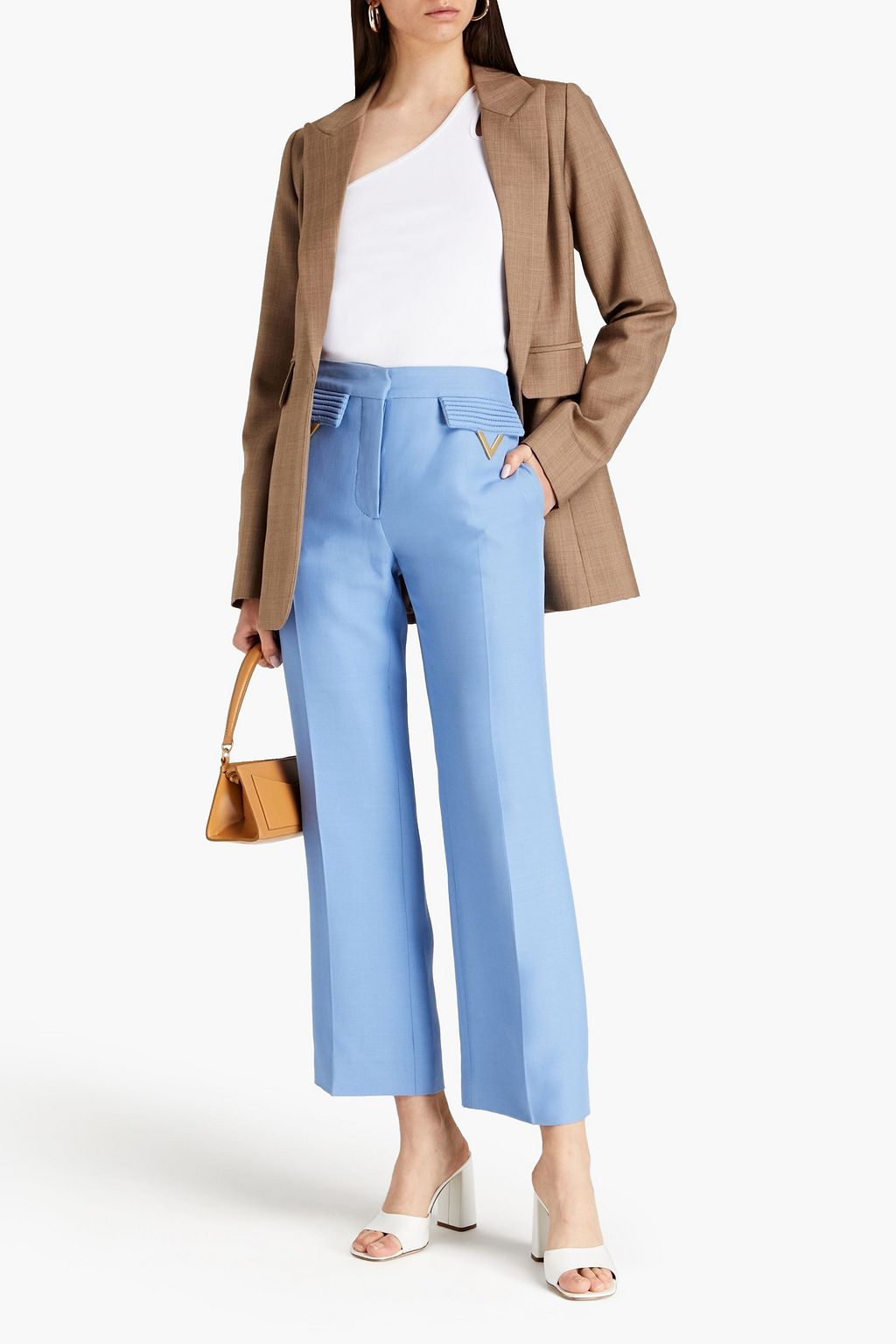 VALENTINO GARAVANI Cropped silk and wool-blend straight-leg pants