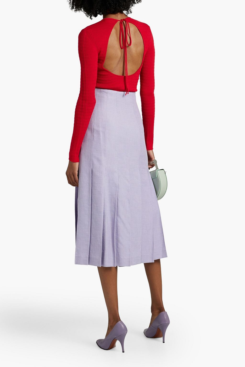 VICTORIA BECKHAM Cutout pointelle-knit wool sweater