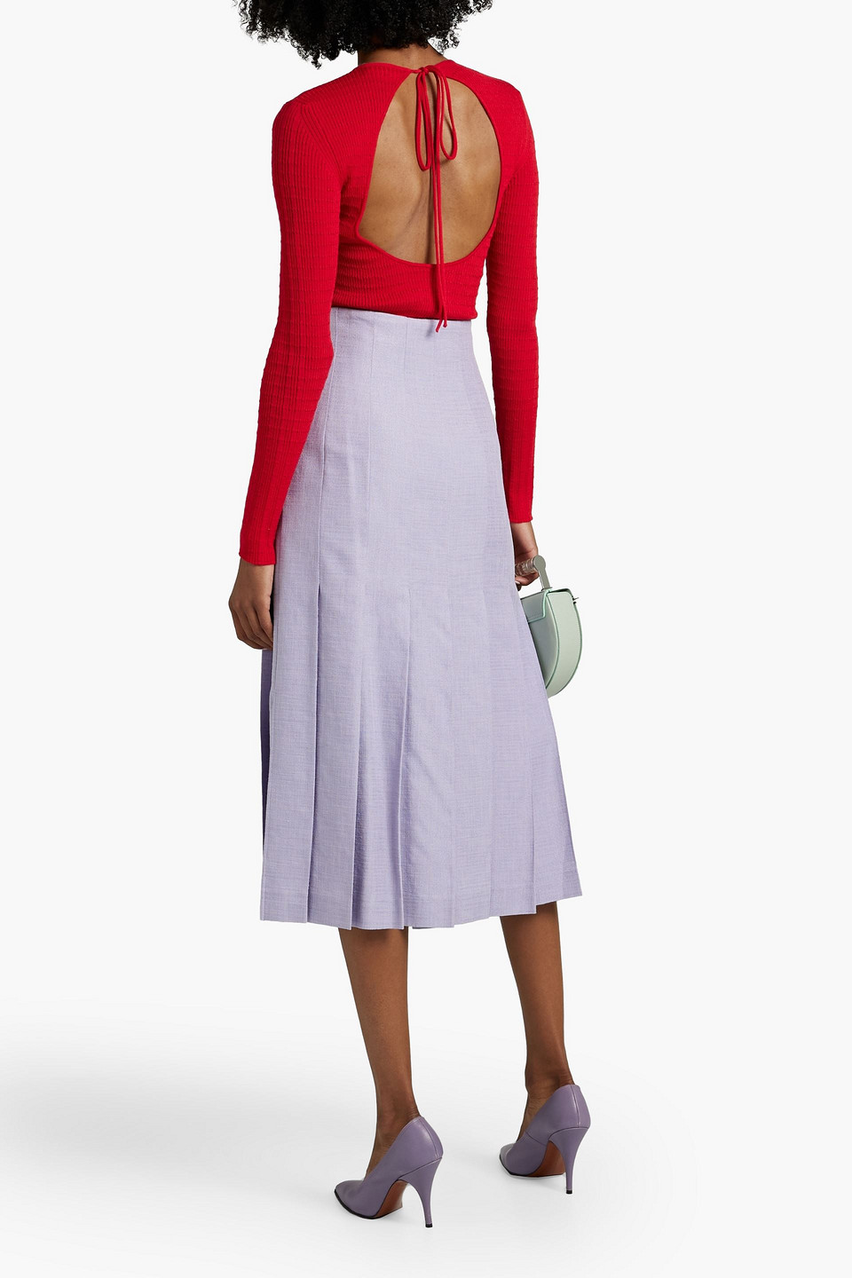 VICTORIA BECKHAM CUTOUT POINTELLE-KNIT WOOL SWEATER 3074457345632508017