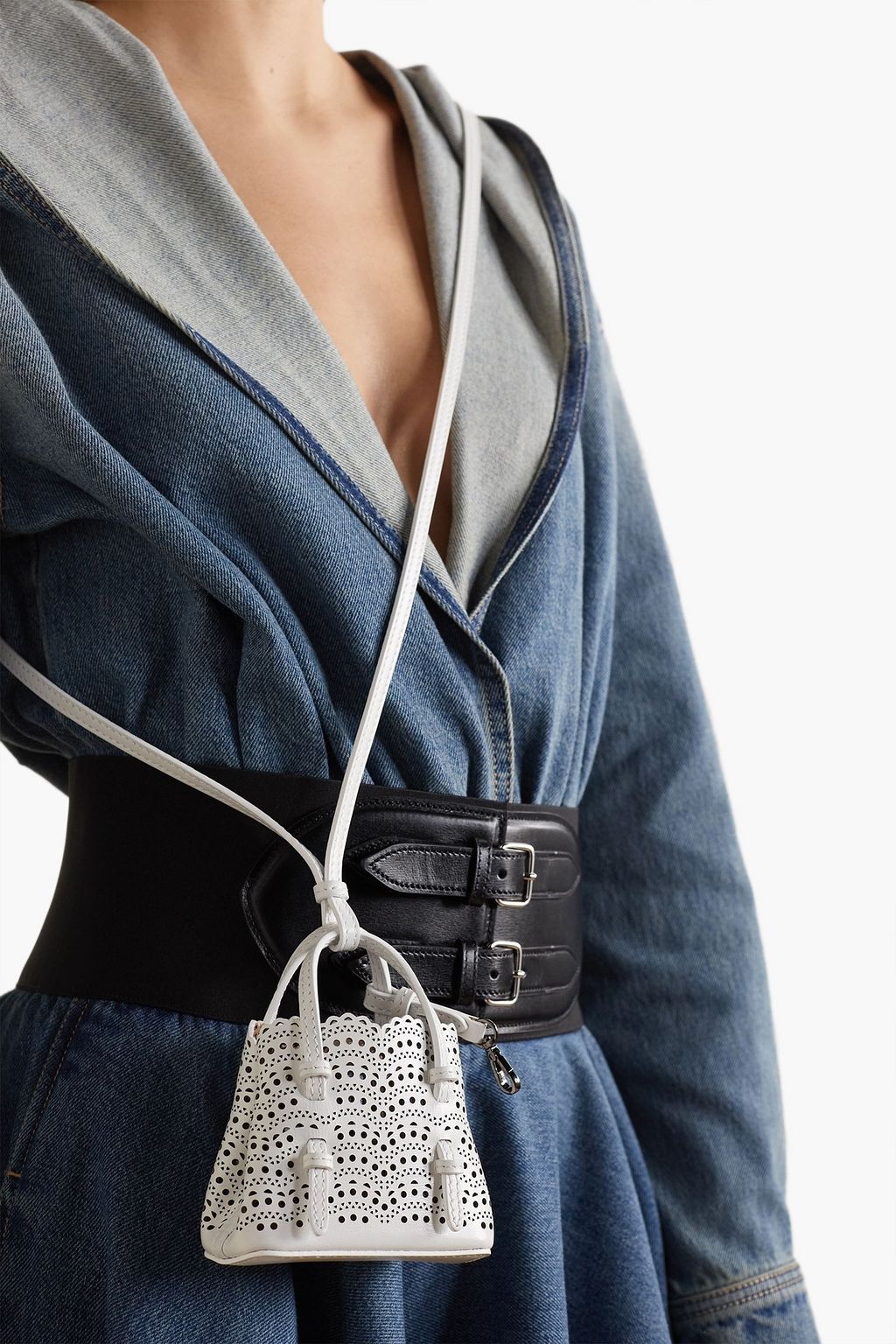 ALAÏA Mina mini laser-cut leather tote