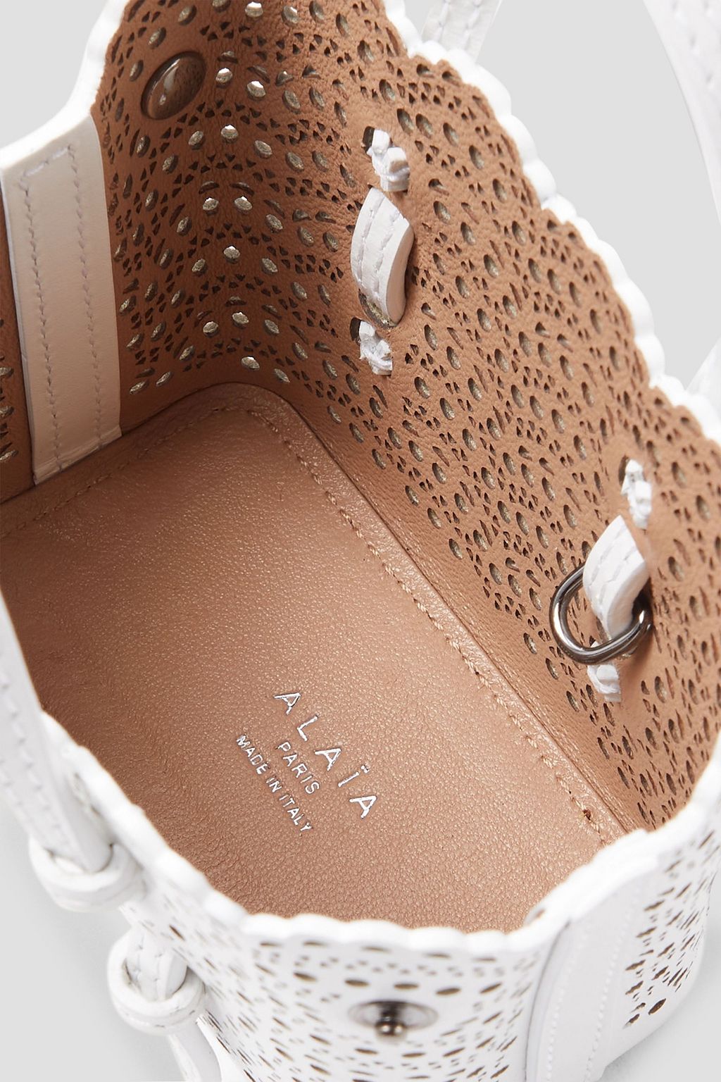 ALAÏA Mina mini laser-cut leather tote