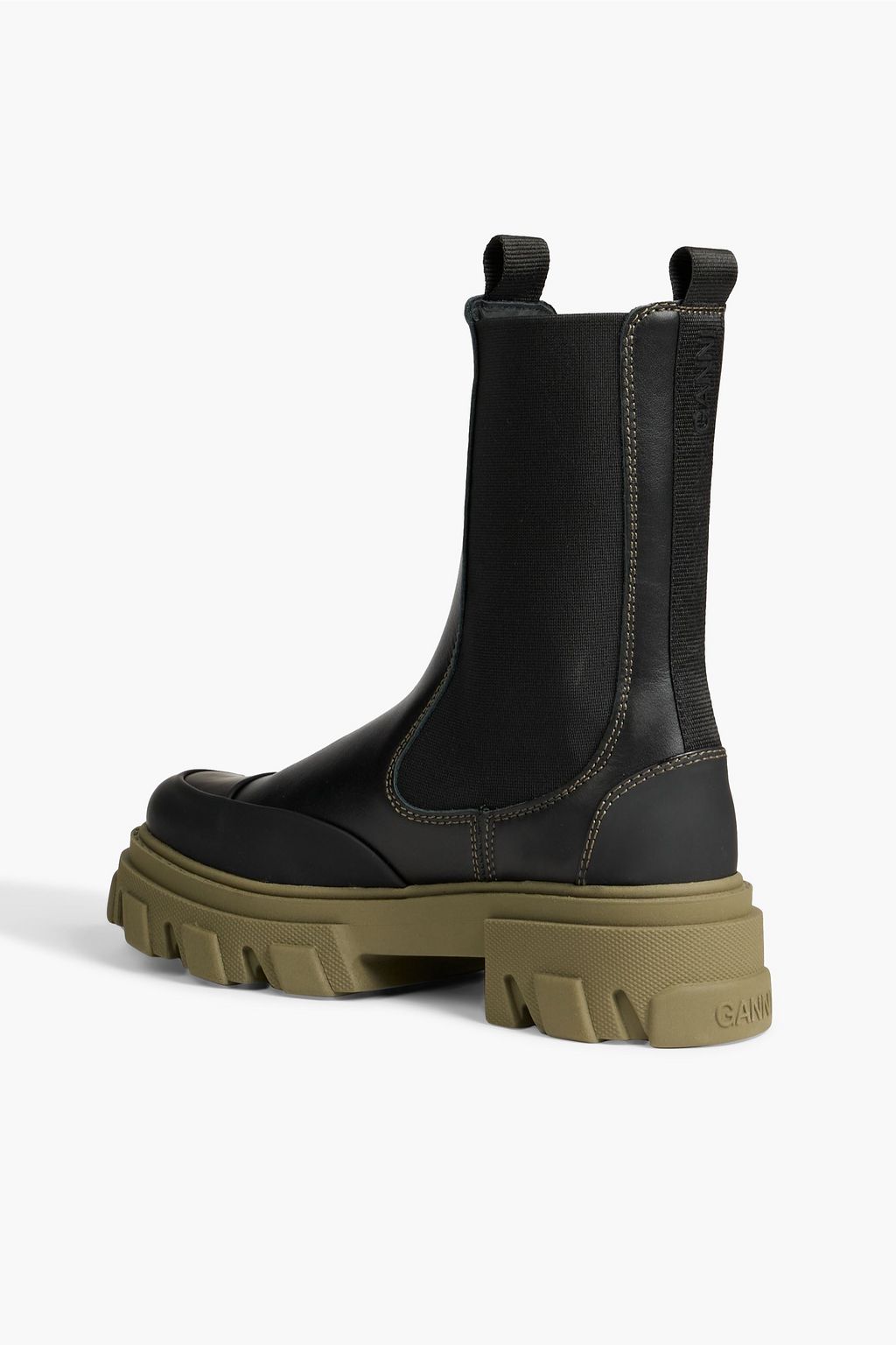 GANNI Rubber-trimmed two-tone leather Chelsea boots