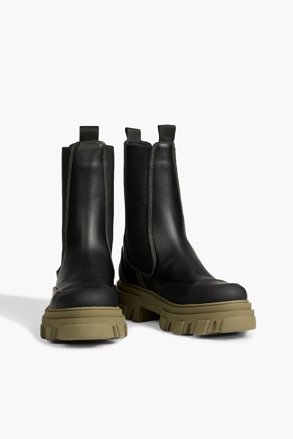 GANNI Rubber-trimmed two-tone leather Chelsea boots