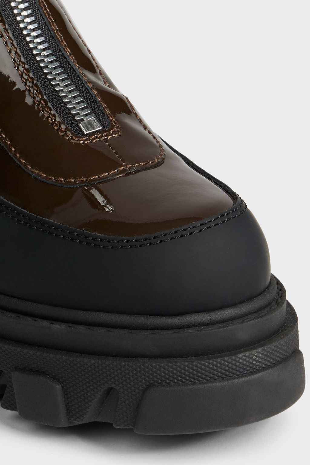 GANNI Rubber-trimmed patent-leather ankle boots
