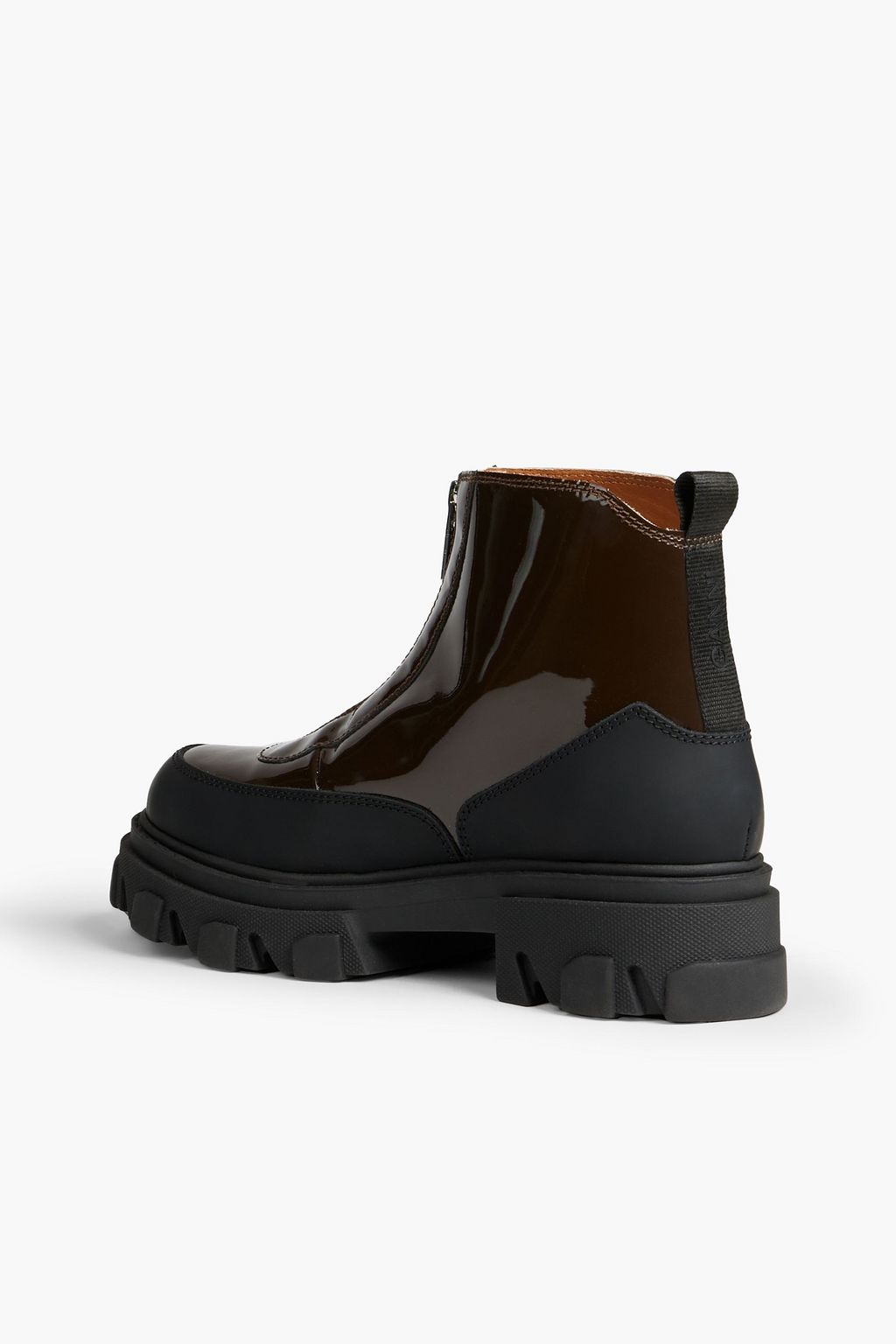 GANNI Rubber-trimmed patent-leather ankle boots