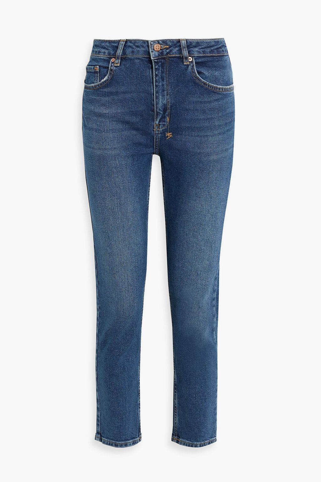 Cropped mid rise slim leg jeans