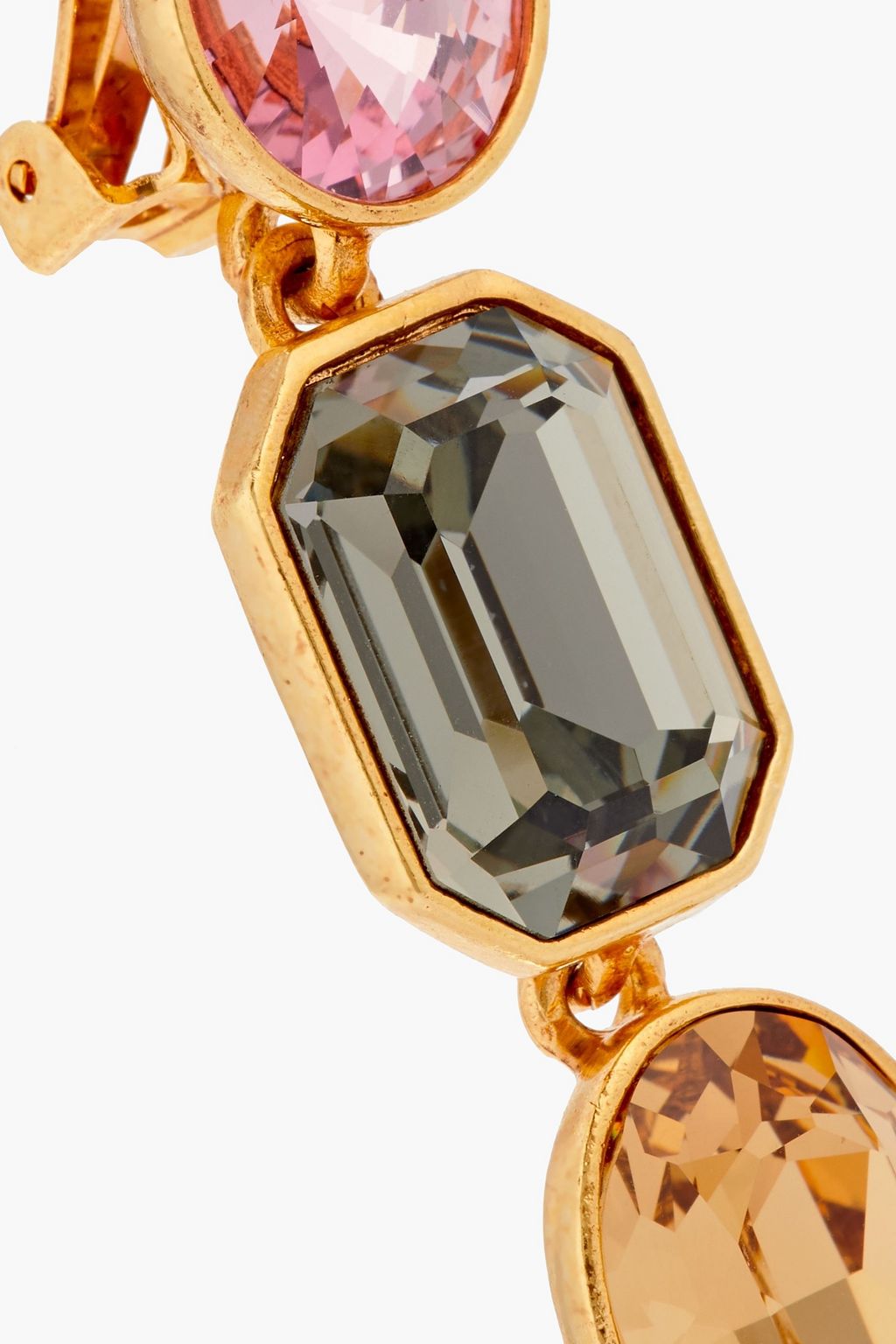 OSCAR DE LA RENTA Gold-tone crystal clip earrings