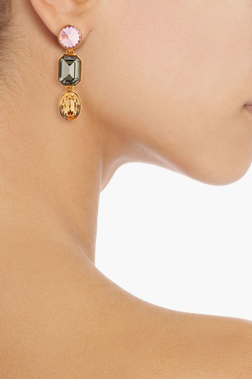 OSCAR DE LA RENTA Gold-tone crystal clip earrings