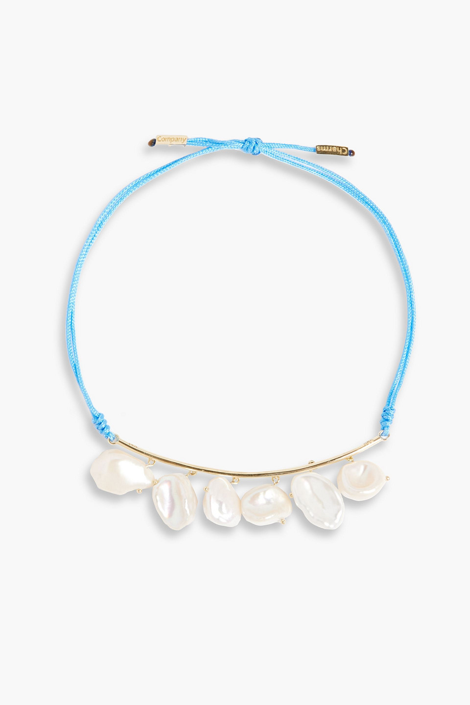 Charms Company 14-karat gold, freshwater pearl and cord bracelet