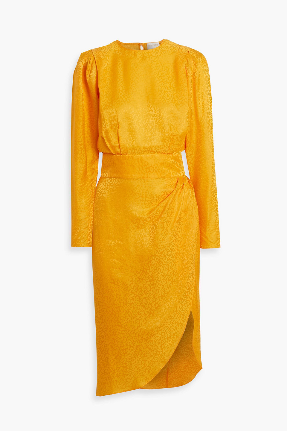 ronny kobo - mary asymmetric satin-jacquard dress - yellow - m