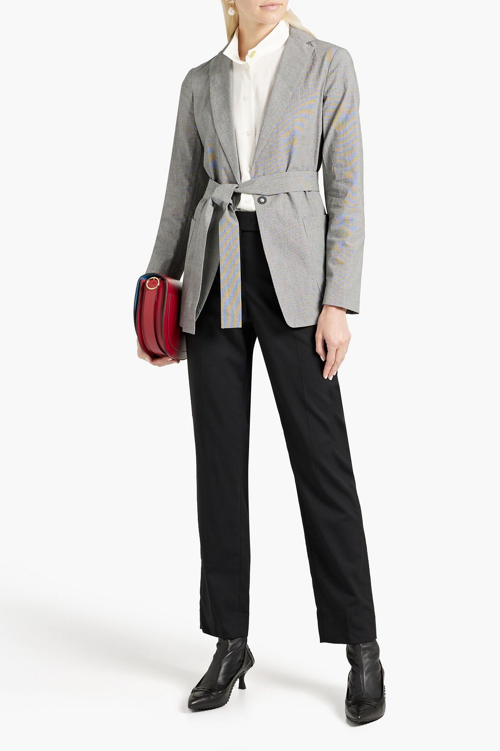 FABIANA FILIPPI Belted houndstooth cotton blazer