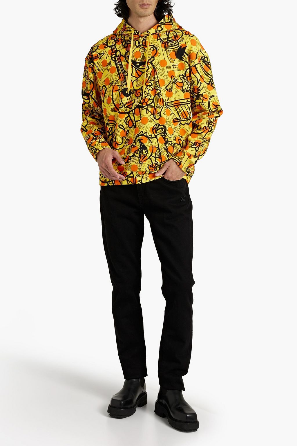 MOSCHINO Printed French cotton-terry hoodie