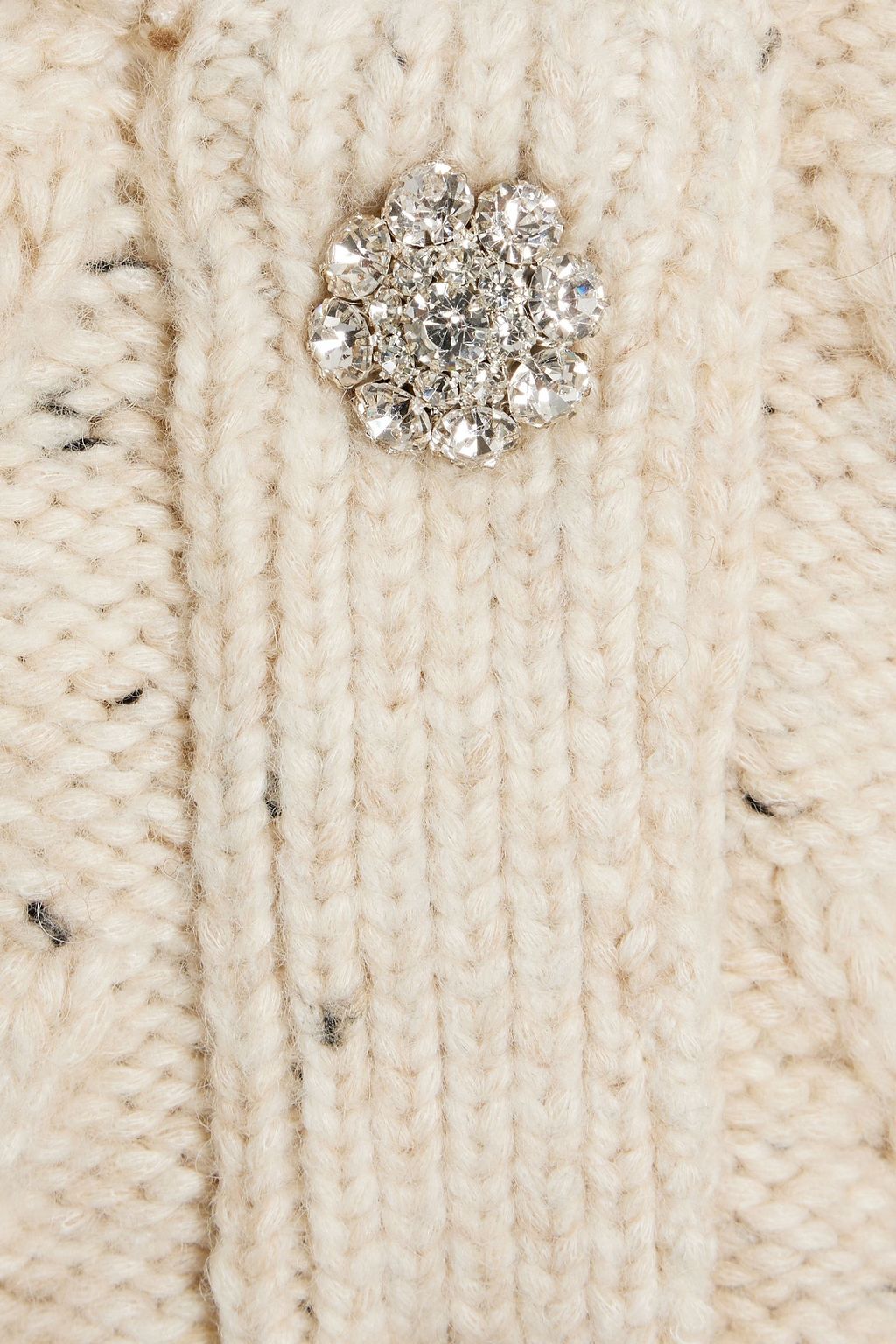 GANNI Crystal-embellished poplin-paneled cable-knit cardigan