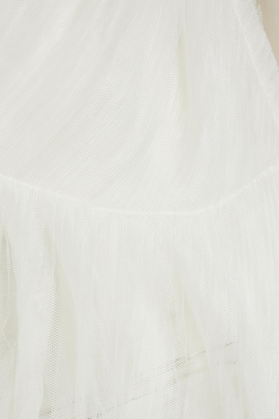 Fabiana Filippi Asymmetric Pleated Tulle And Linen-blend Top In White
