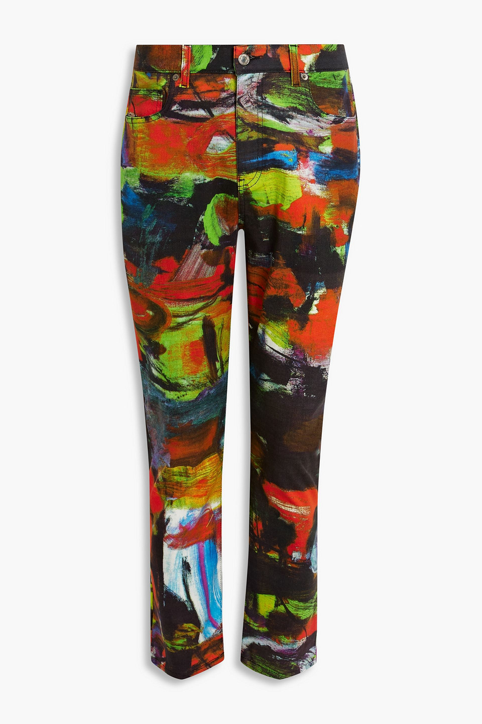 Moschino Slim-fit Printed Denim Jeans In Multicolor