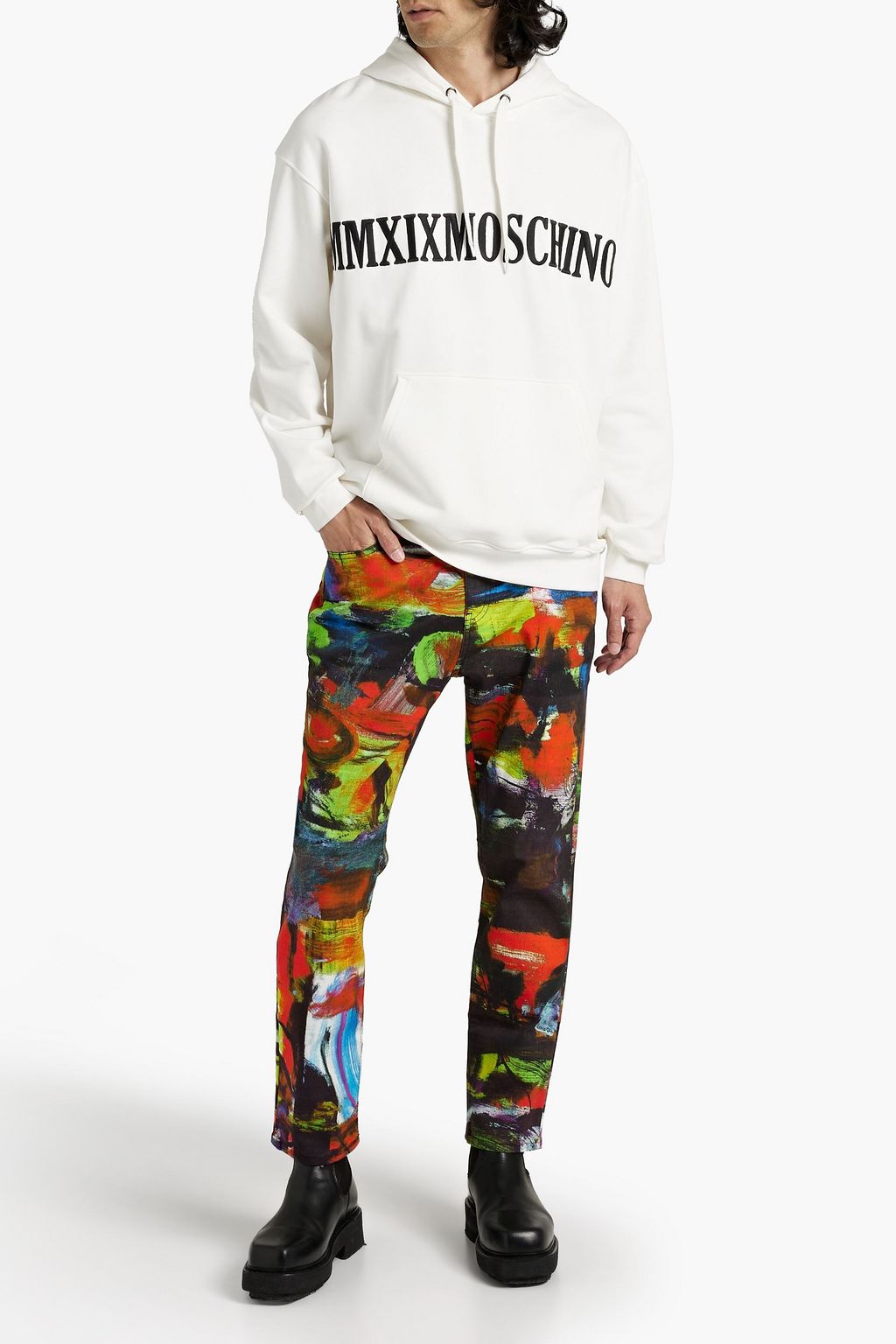 MOSCHINO Slim-fit printed denim jeans