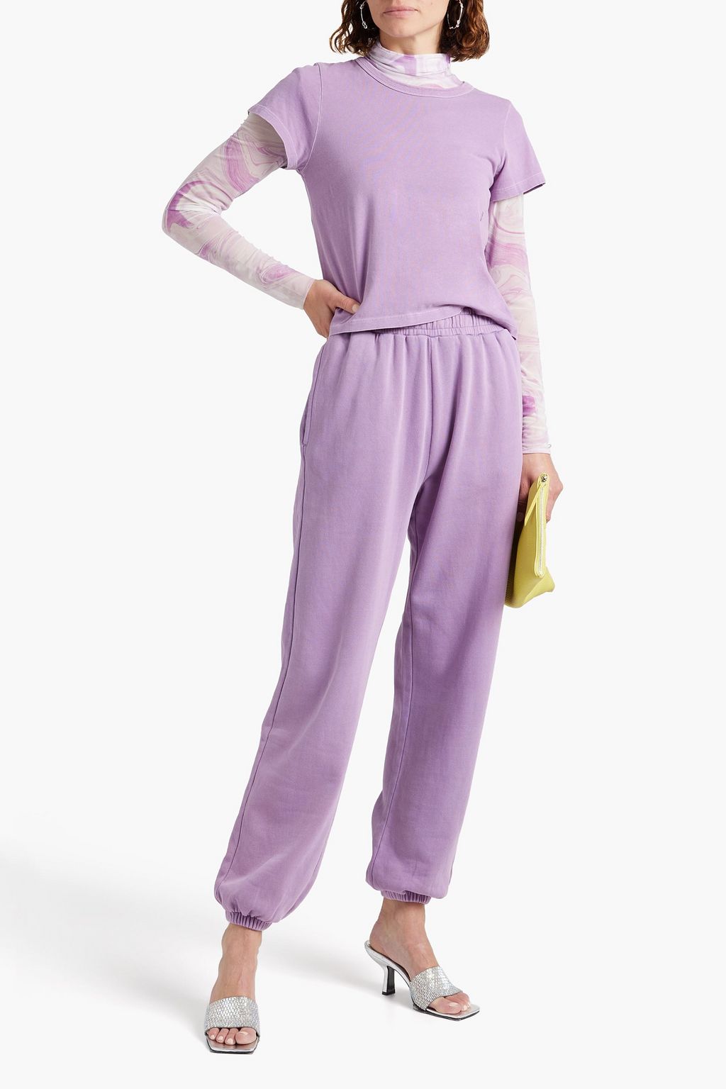 Lavender Embroidered cottonjersey Tshirt KSUBI THE