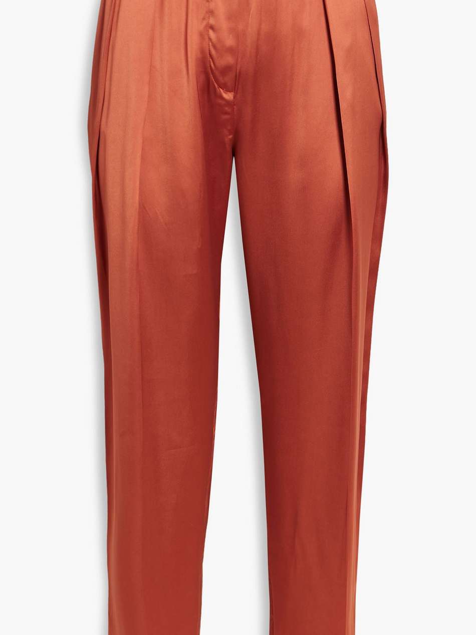 pleated charmeuse tapered pants