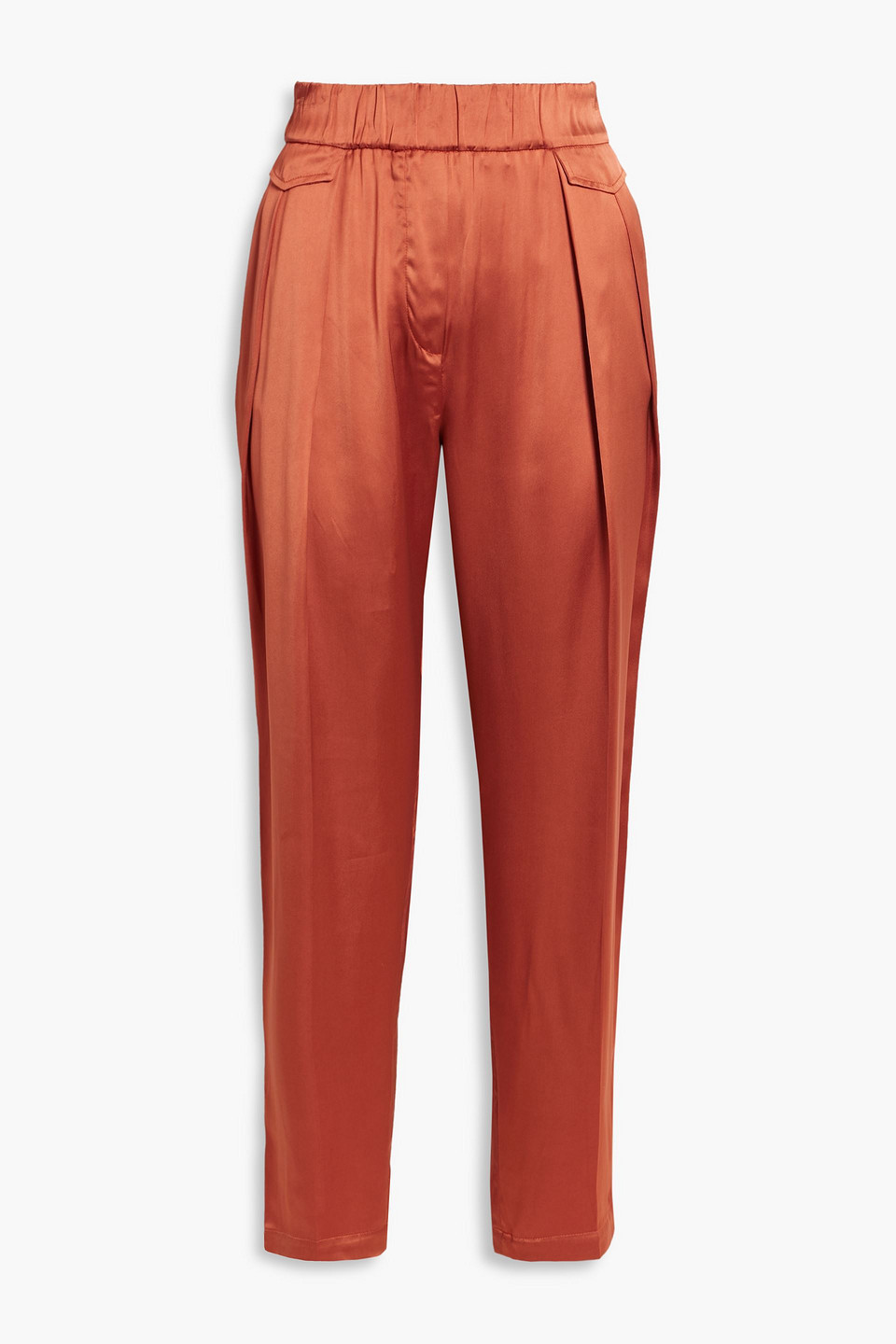 Fabiana Filippi Pleated Charmeuse Tapered Pants In Copper