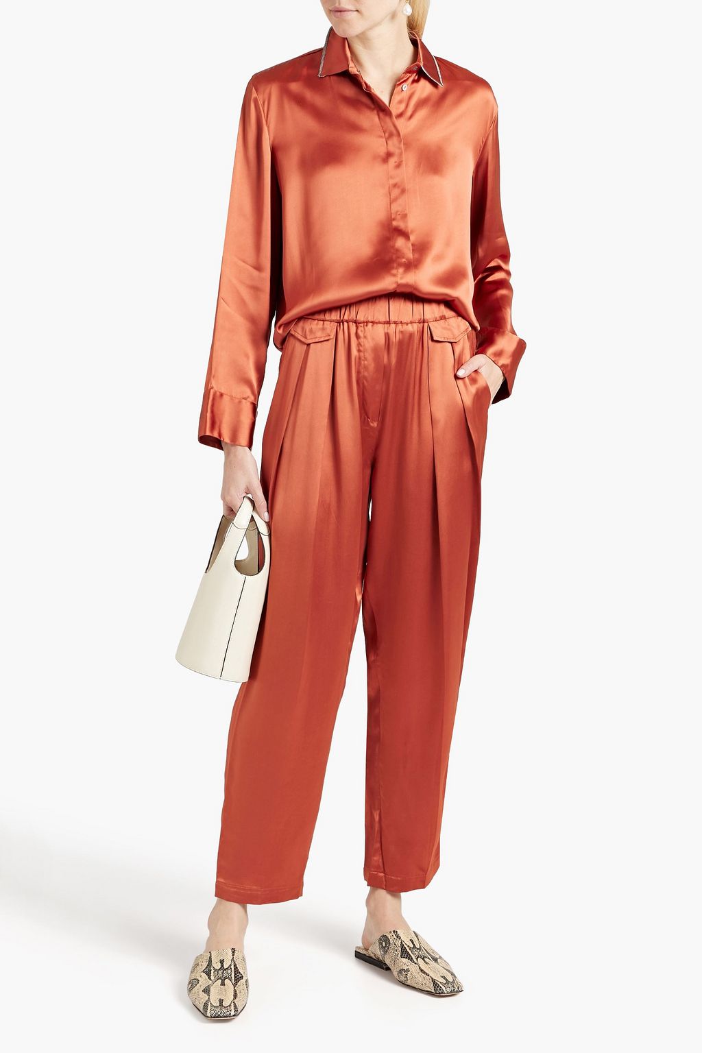 FABIANA FILIPPI Pleated charmeuse tapered pants