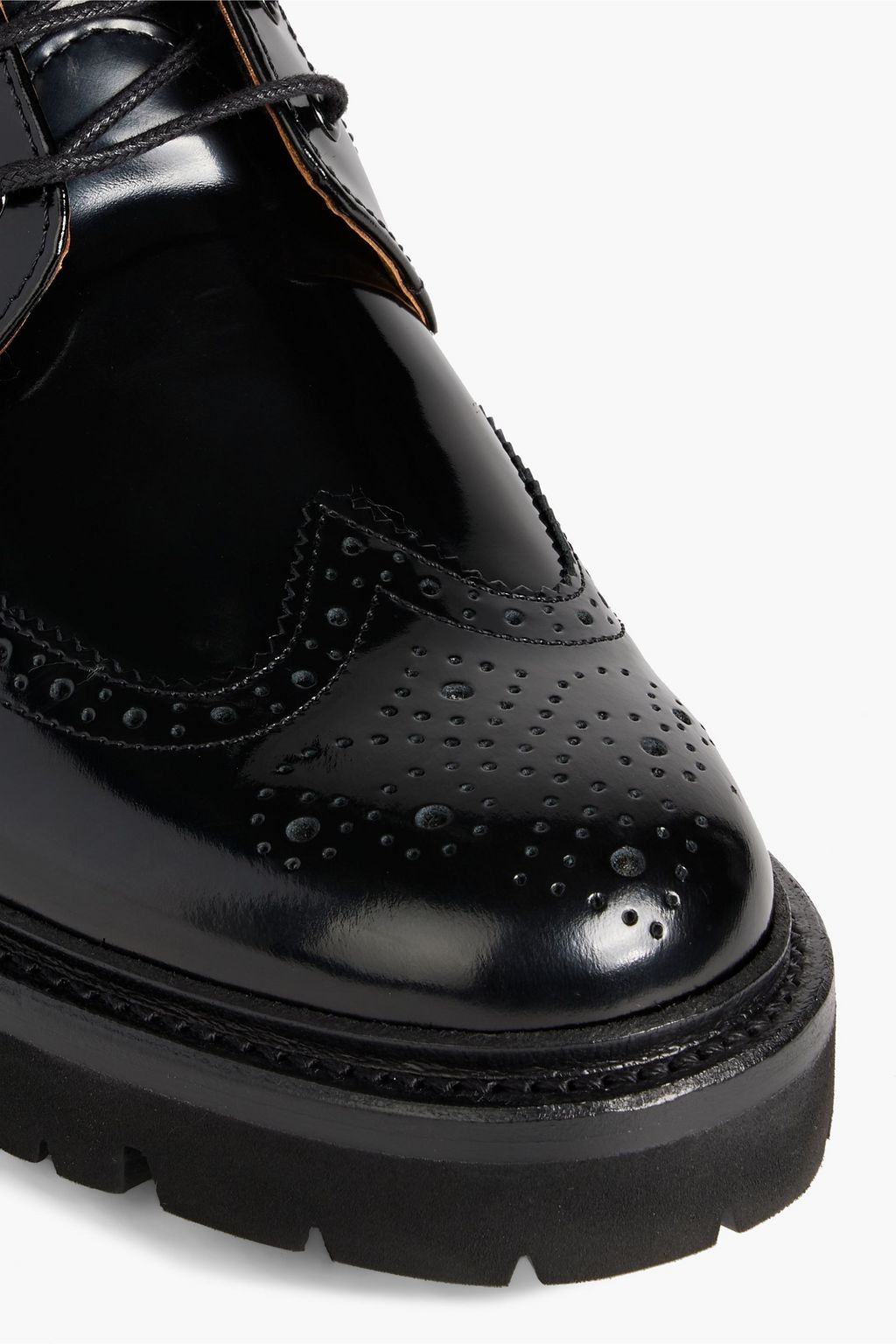 GRENSON حذاء بوت كومبات ’إيمالين’ من الجلد اللامع المخرم