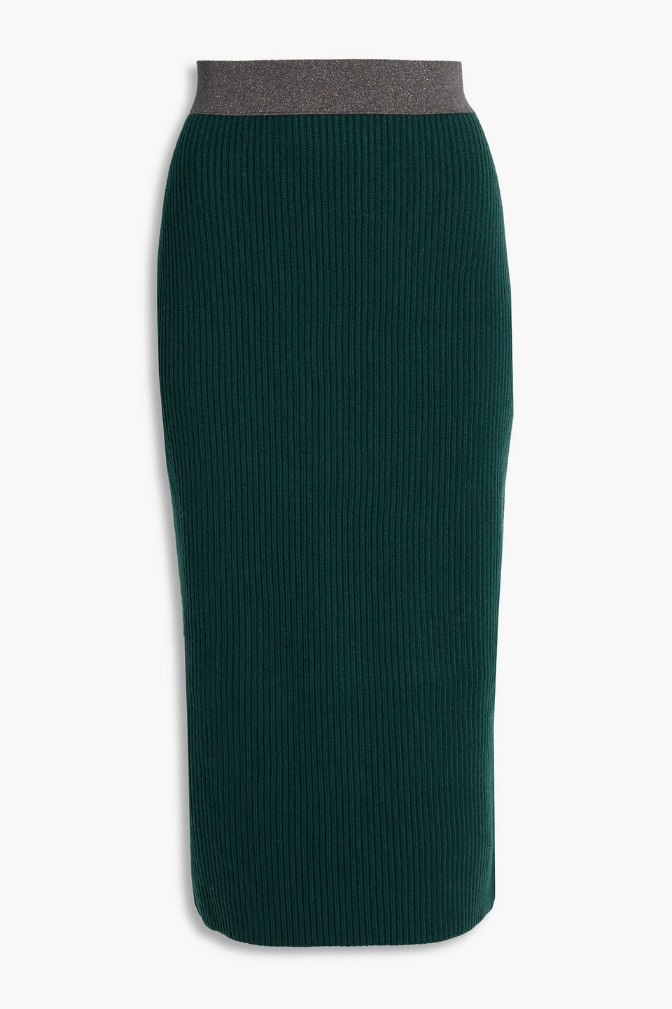 fabiana filippi - ribbed wool, silk and cashmere-blend midi skirt - green - it 40
