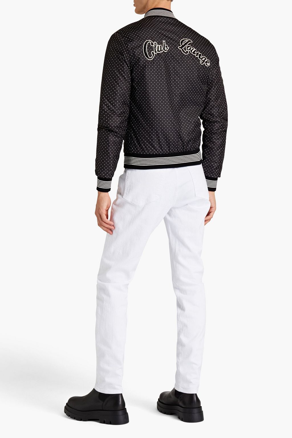 DOLCE & GABBANA Embellished polka-dot shell bomber jacket