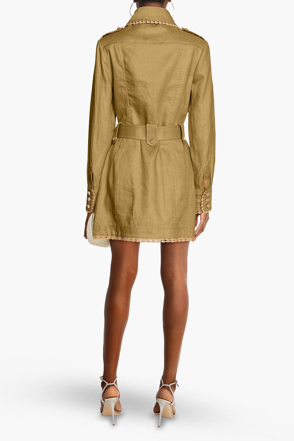 ZIMMERMANN Pleated linen-canvas mini shirt dress