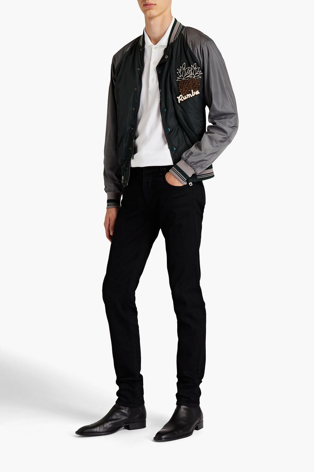 DOLCE & GABBANA Embellished shell bomber jacket