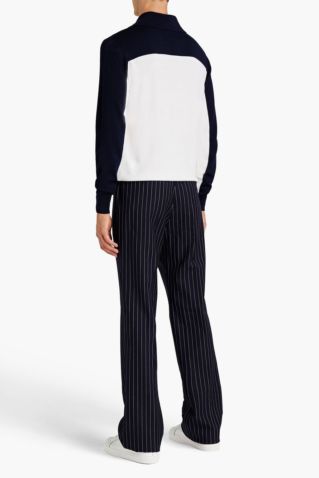 DOLCE & GABBANA Embroidered two-tone wool polo shirt
