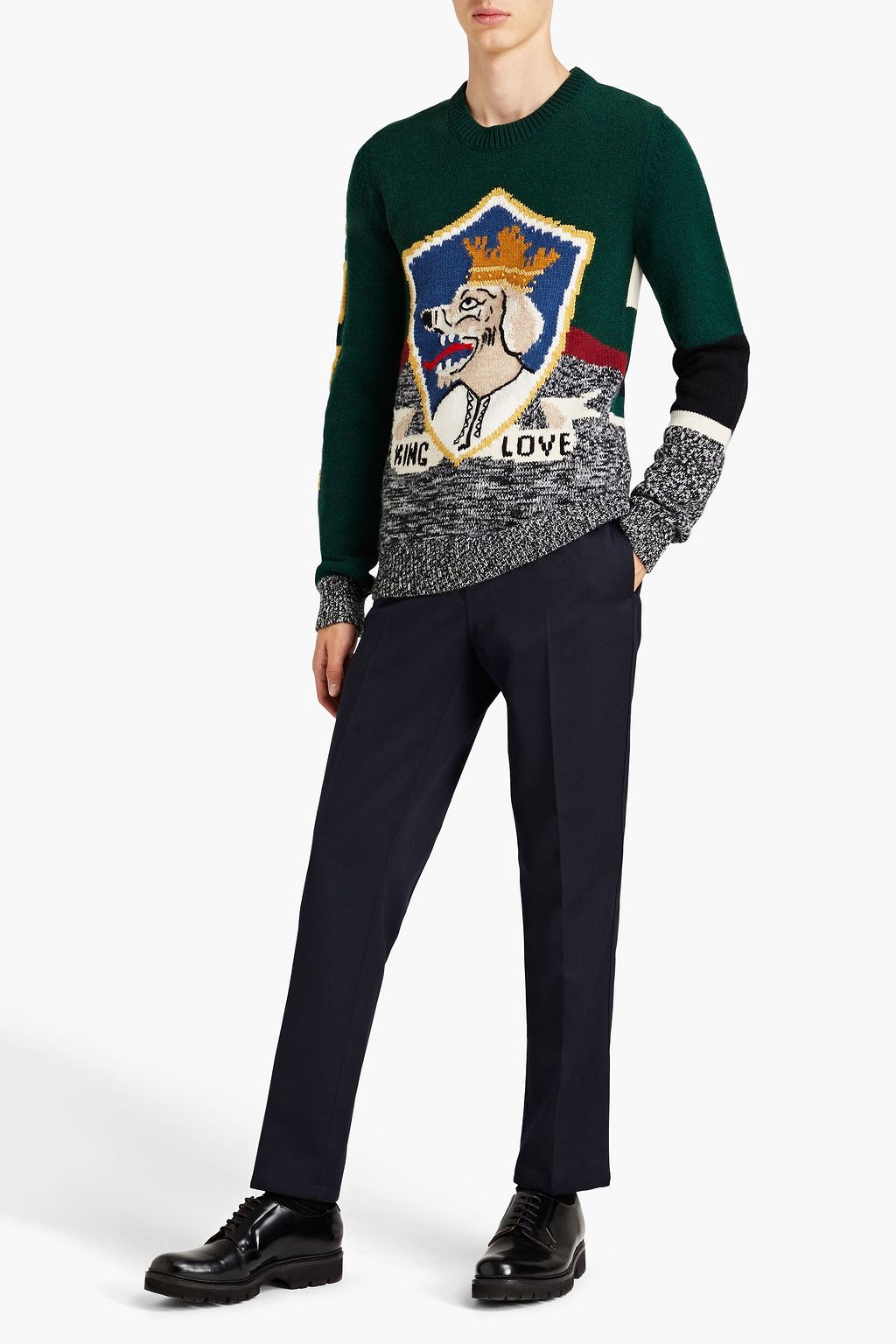 DOLCE & GABBANA Intarsia-knit wool-blend sweater