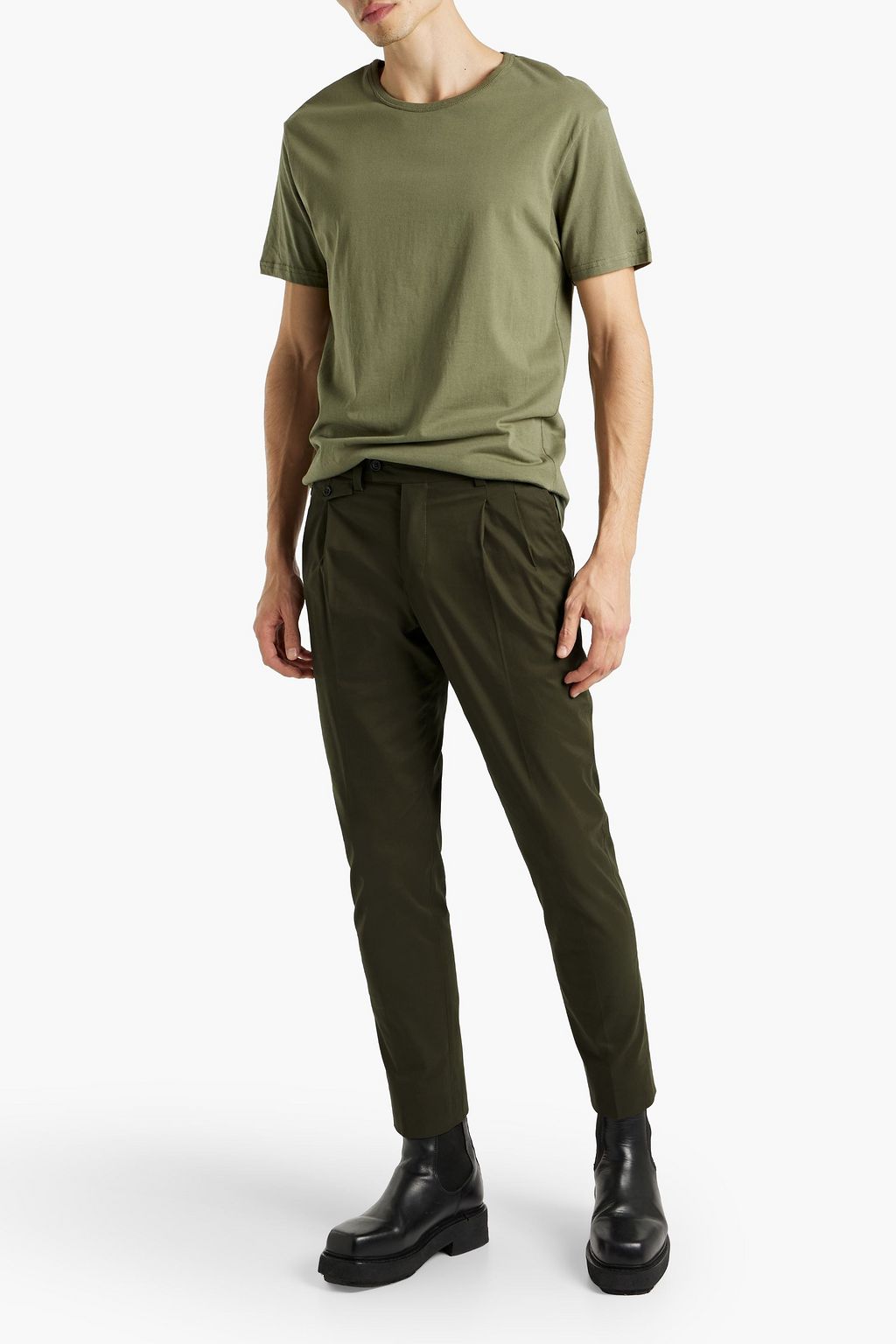 DOLCE&GABBANA Tapered stretch-cotton piqué pants