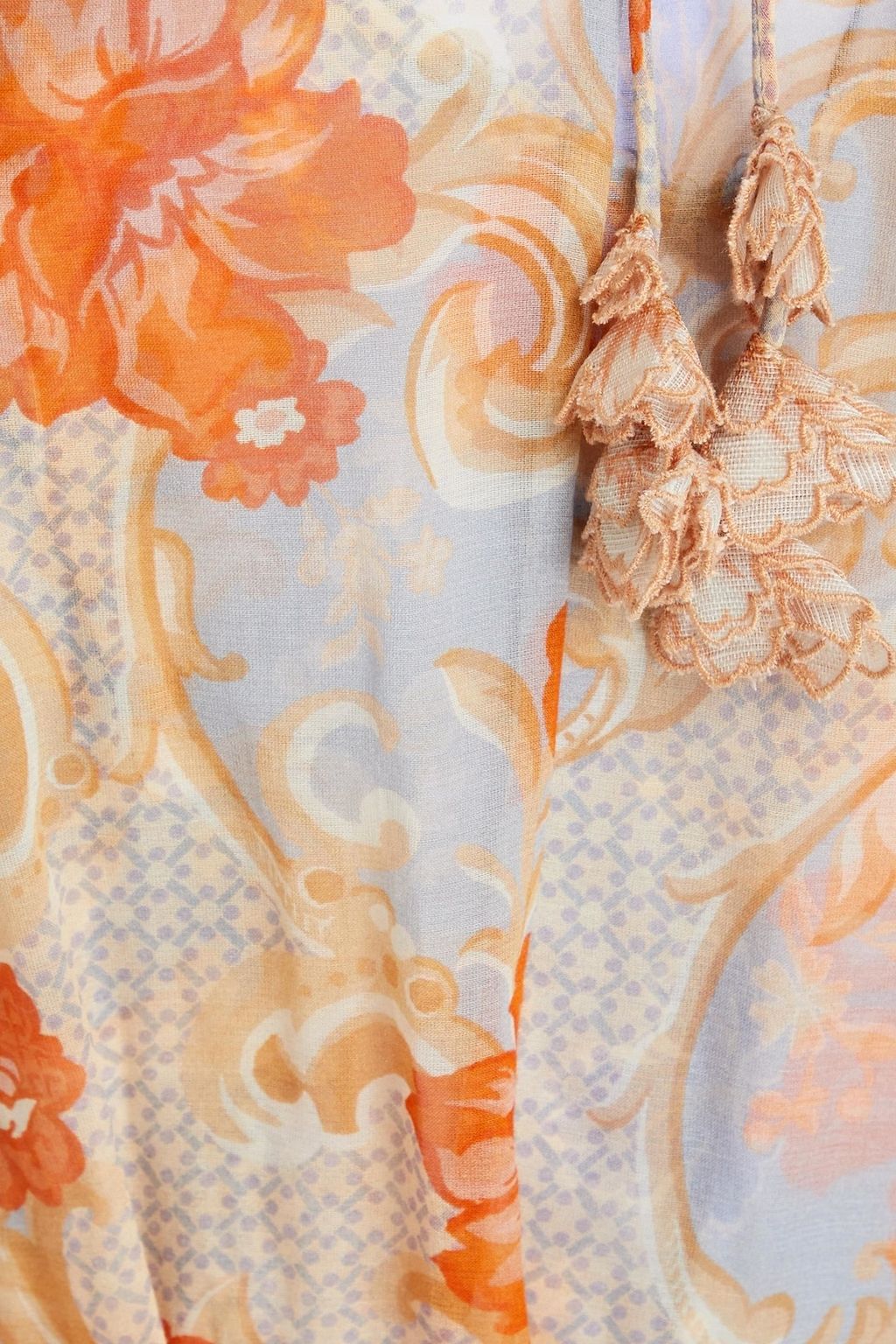 ZIMMERMANN Gathered floralprint cotton and silkblend midi