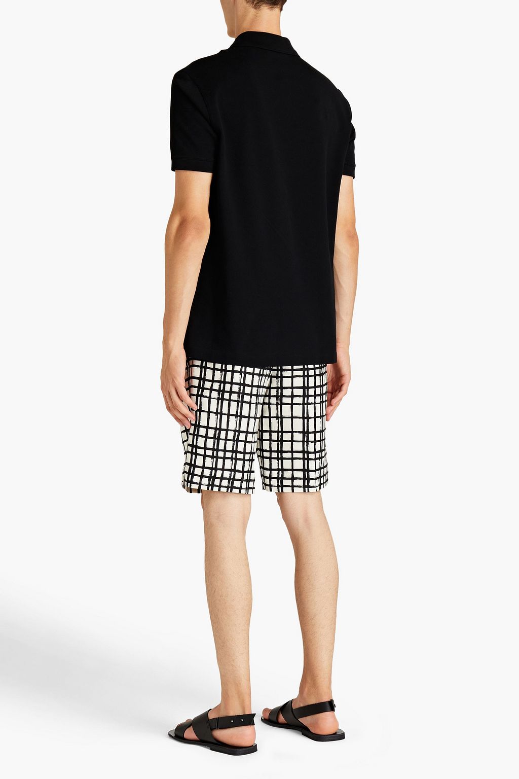 DOLCE & GABBANA Checked cotton and linen-blend canvas shorts