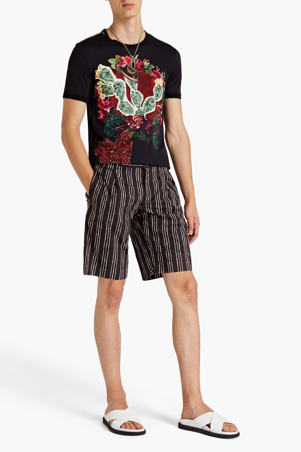 DOLCE & GABBANA Striped cotton-poplin shorts