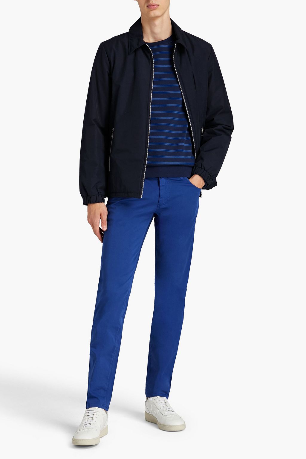DOLCE & GABBANA Skinny-fit embroidered stretch-cotton twill pants