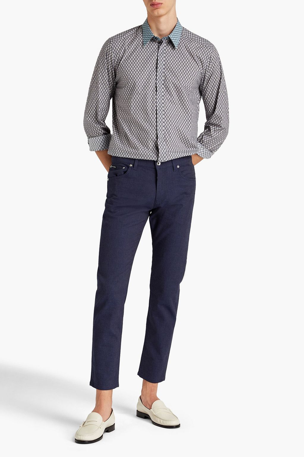 DOLCE & GABBANA Slim-fit printed cotton-poplin shirt