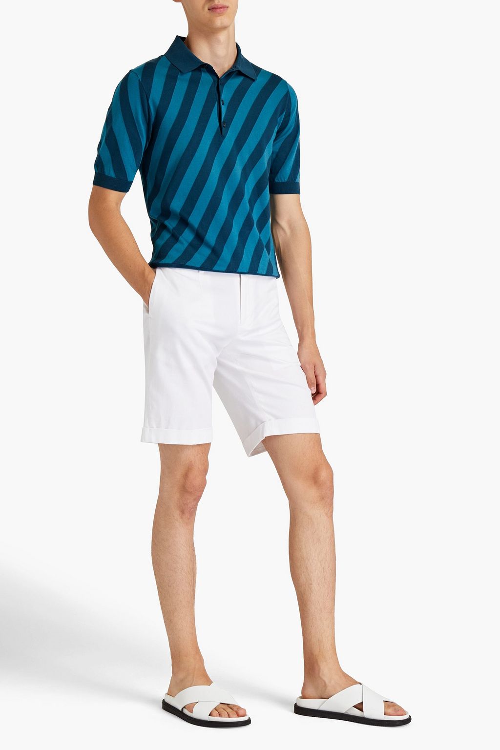 DOLCE & GABBANA Striped cotton-jersey polo shirt