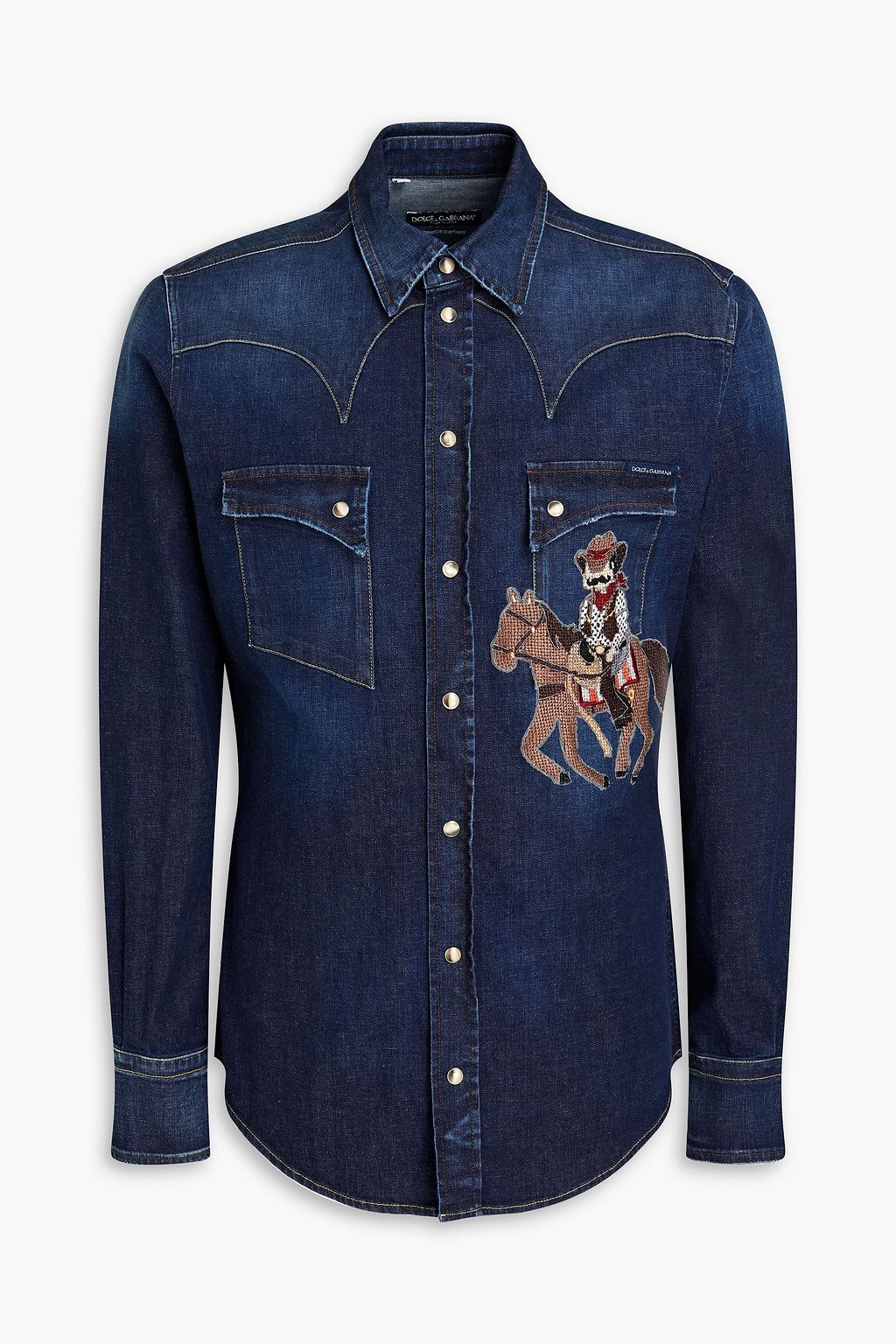 Dark denim Embroidered denim shirt | DOLCE & GABBANA | THE OUTNET