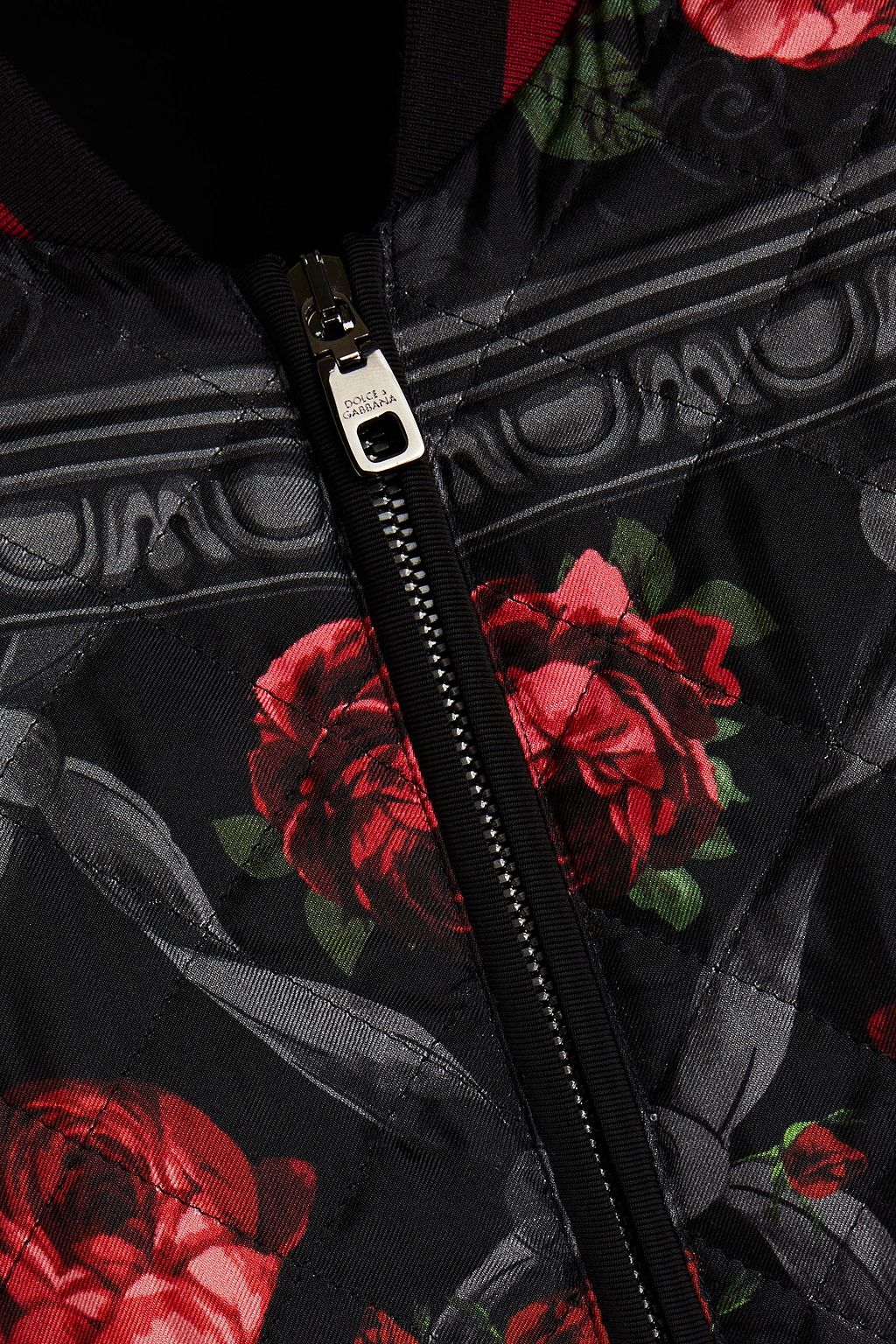 DOLCE & GABBANA Quilted floral-print silk-twill bomber jacket