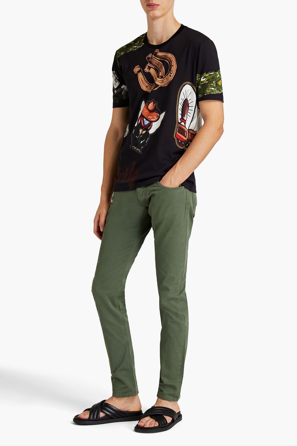 DOLCE & GABBANA Slim-fit cotton-twill pants
