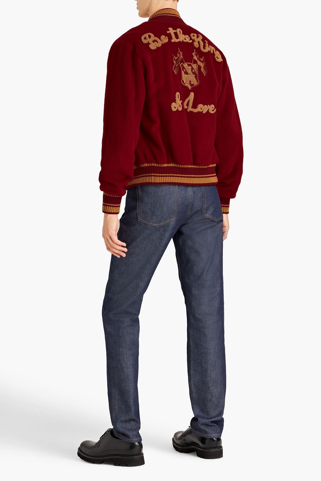 DOLCE & GABBANA Embroidered brushed wool-felt bomber jacket
