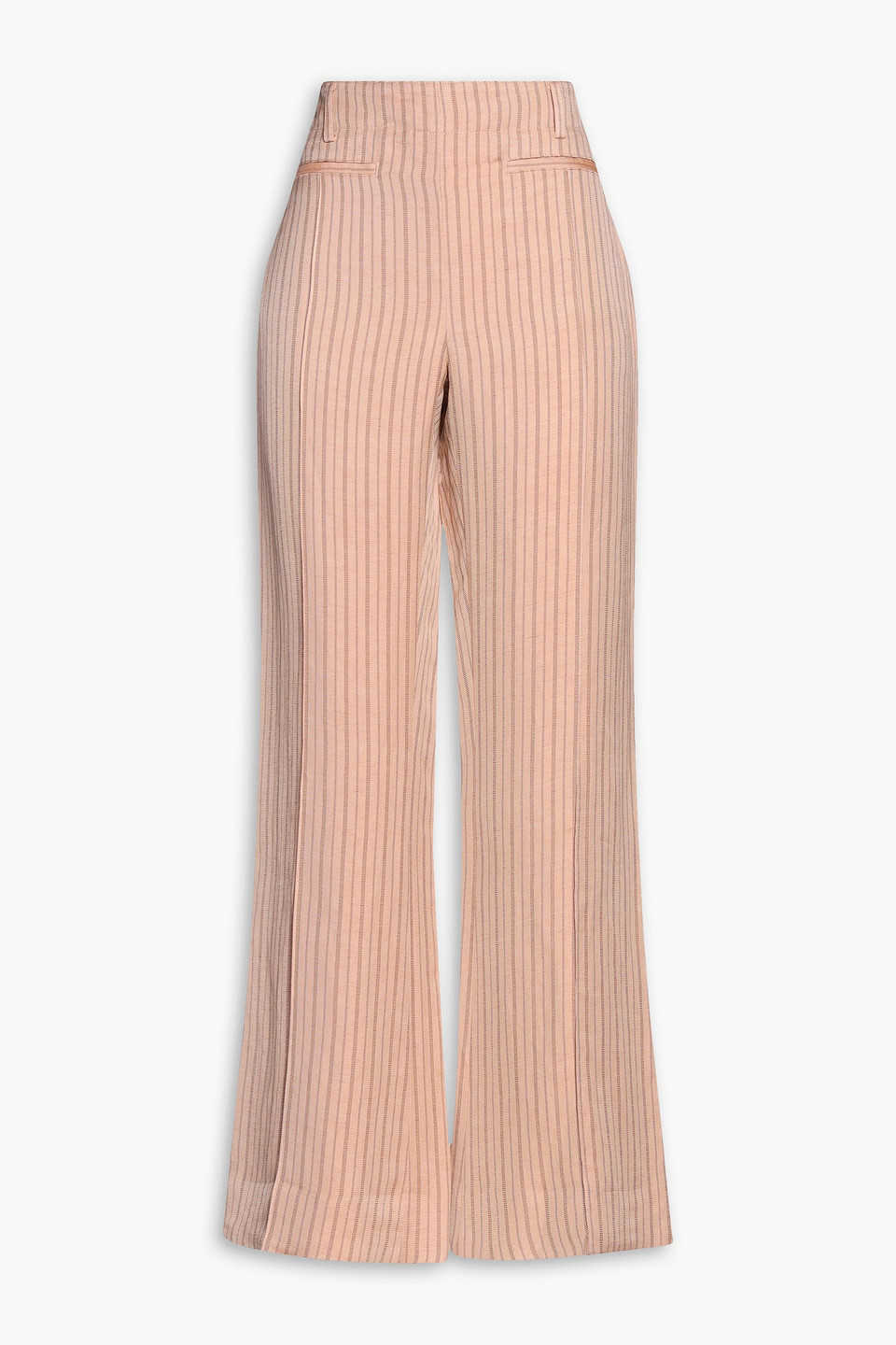 Striped linen-blend wide-leg pants