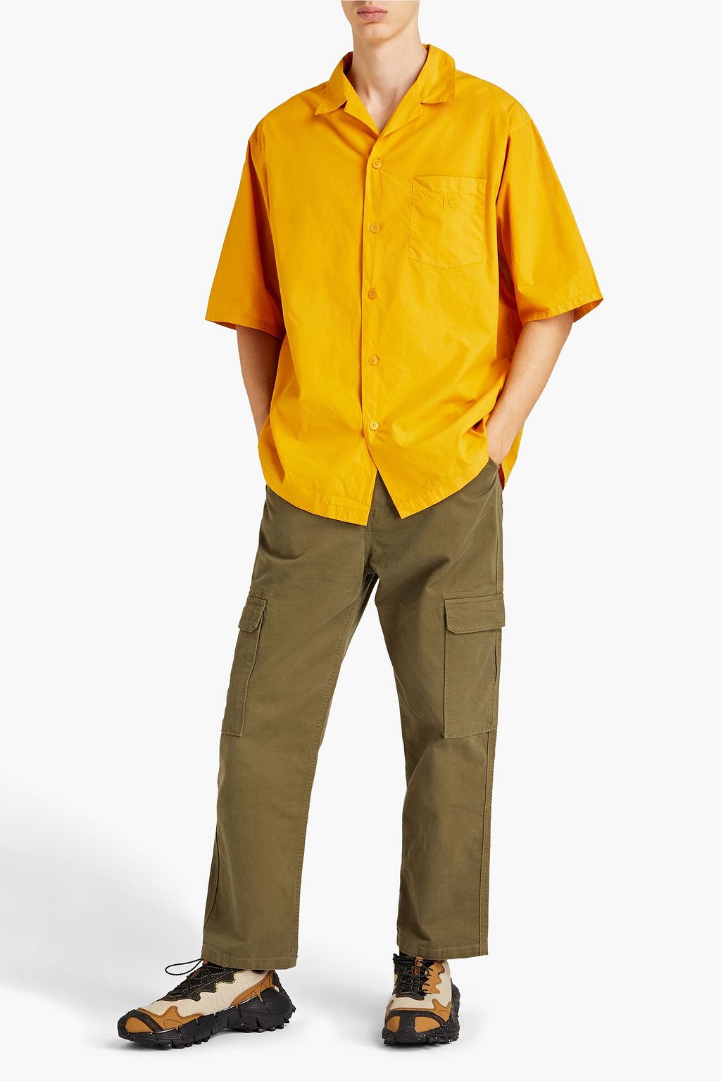 KENZO Oversized logo-embroidered cotton-poplin shirt