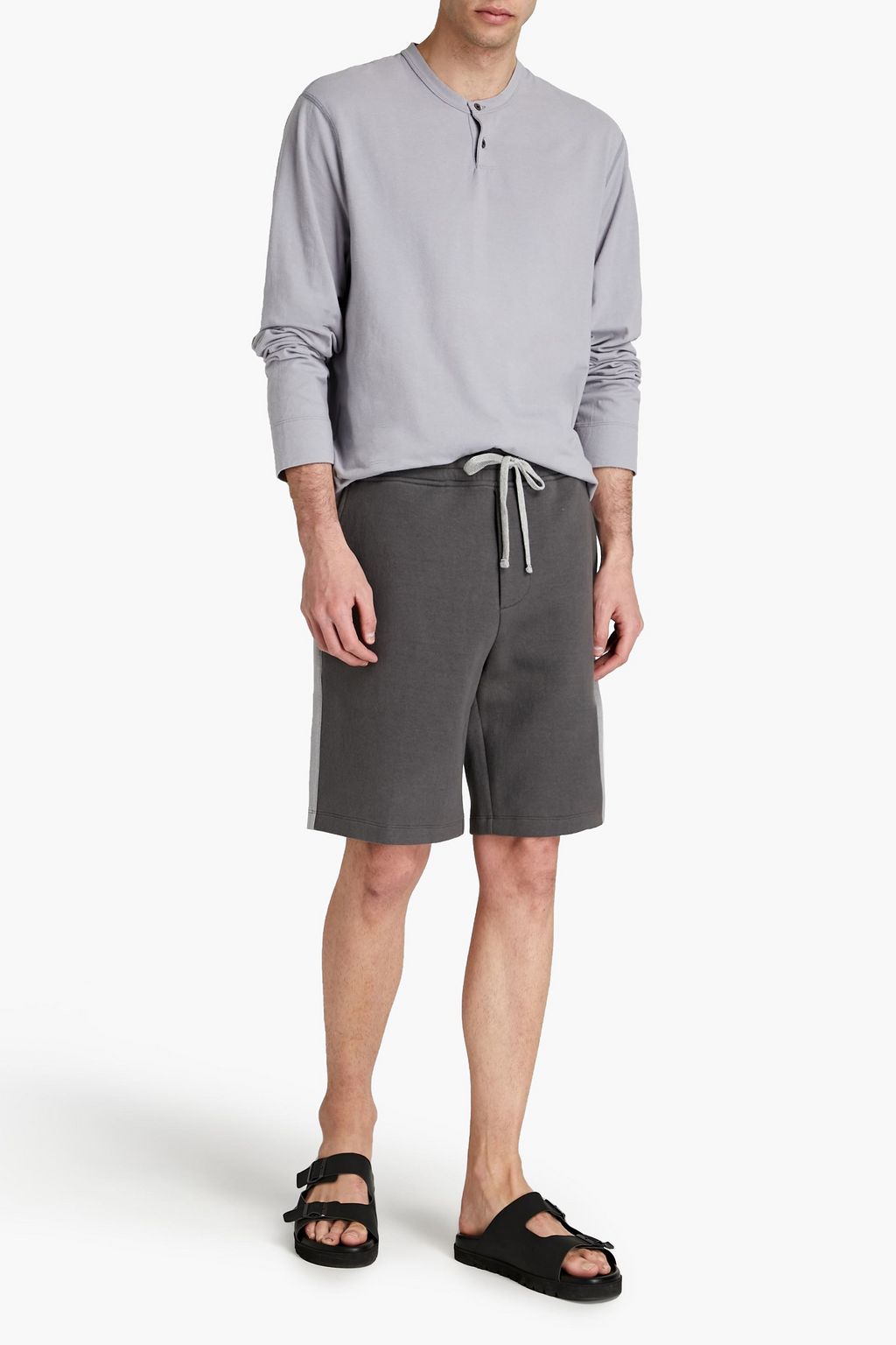 JAMES PERSE Cotton-blend Henley T-shirt