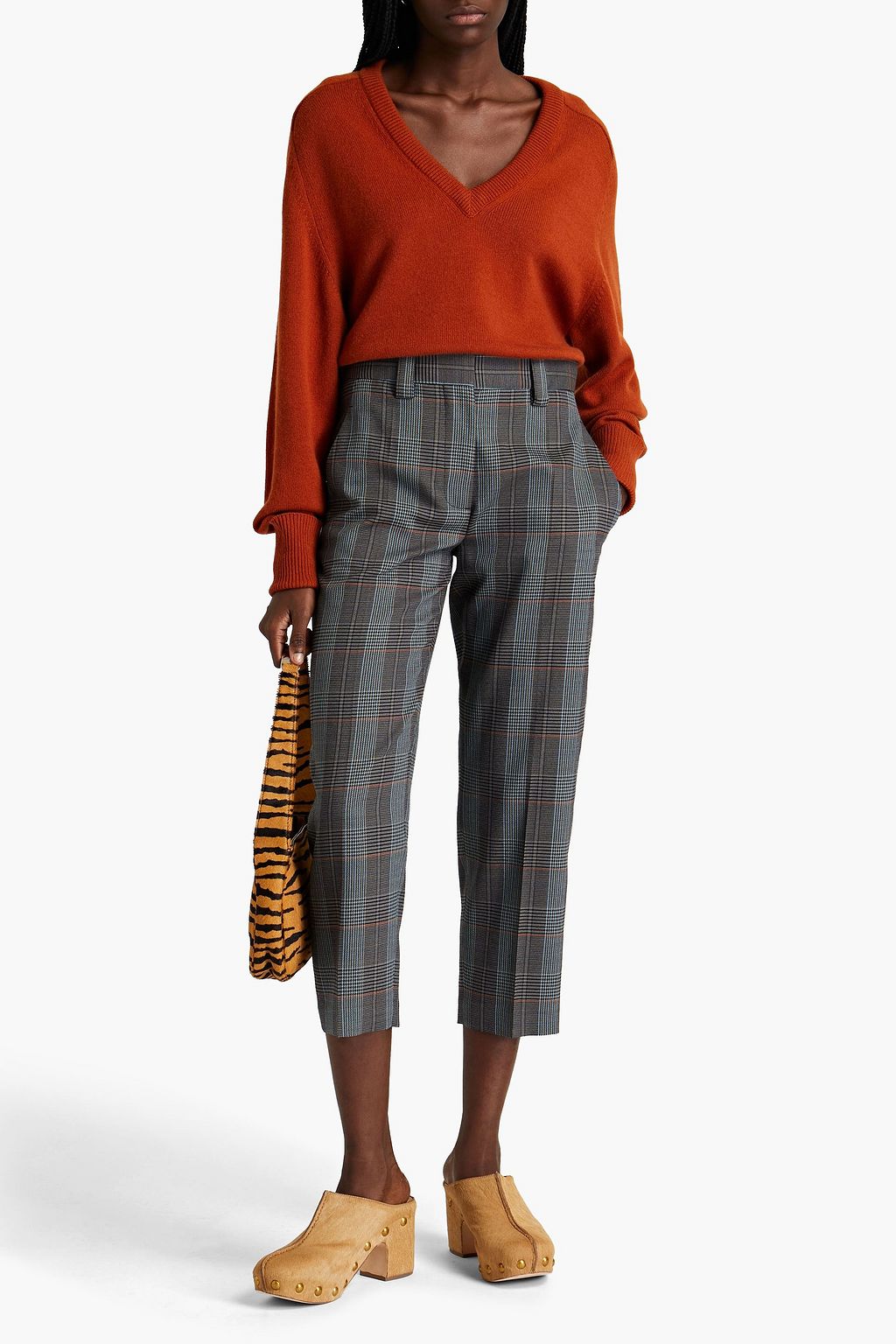 ACNE STUDIOS بنطلون بقصّة مدببة من مزيج الصوف بنقش مربّعات برنس أوف ويلز