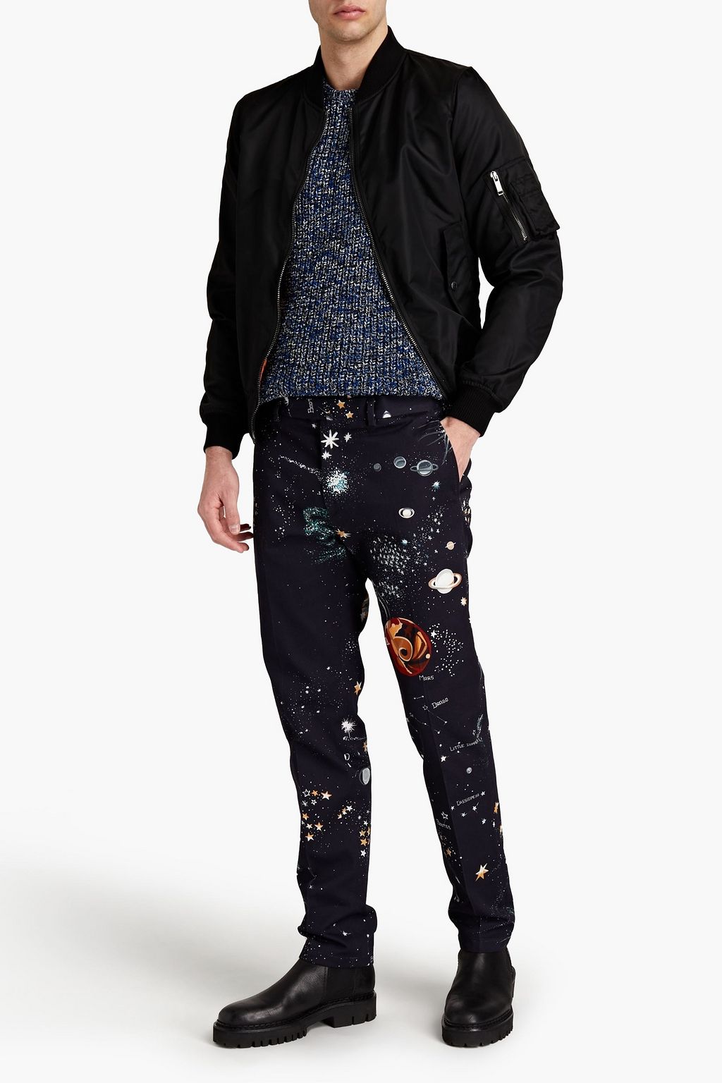 VALENTINO GARAVANI Slim-fit printed cotton-gabardine chinos