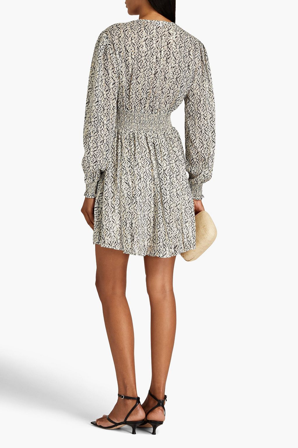 CLAUDIE PIERLOT 랩 스타일 메탈릭 필 쿠페 조젯 미니 드레스