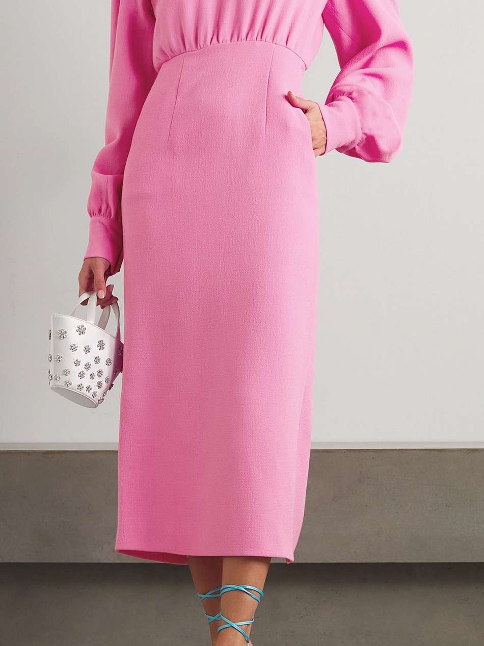 button-embellished wool-crepe midi dress