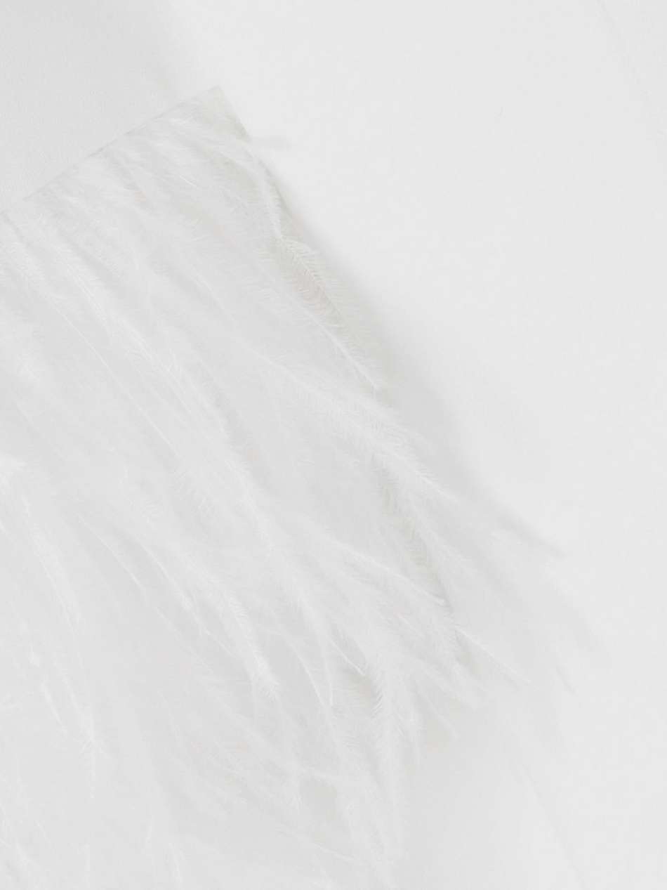 christelle cape-effect feather-trimmed crepe gown